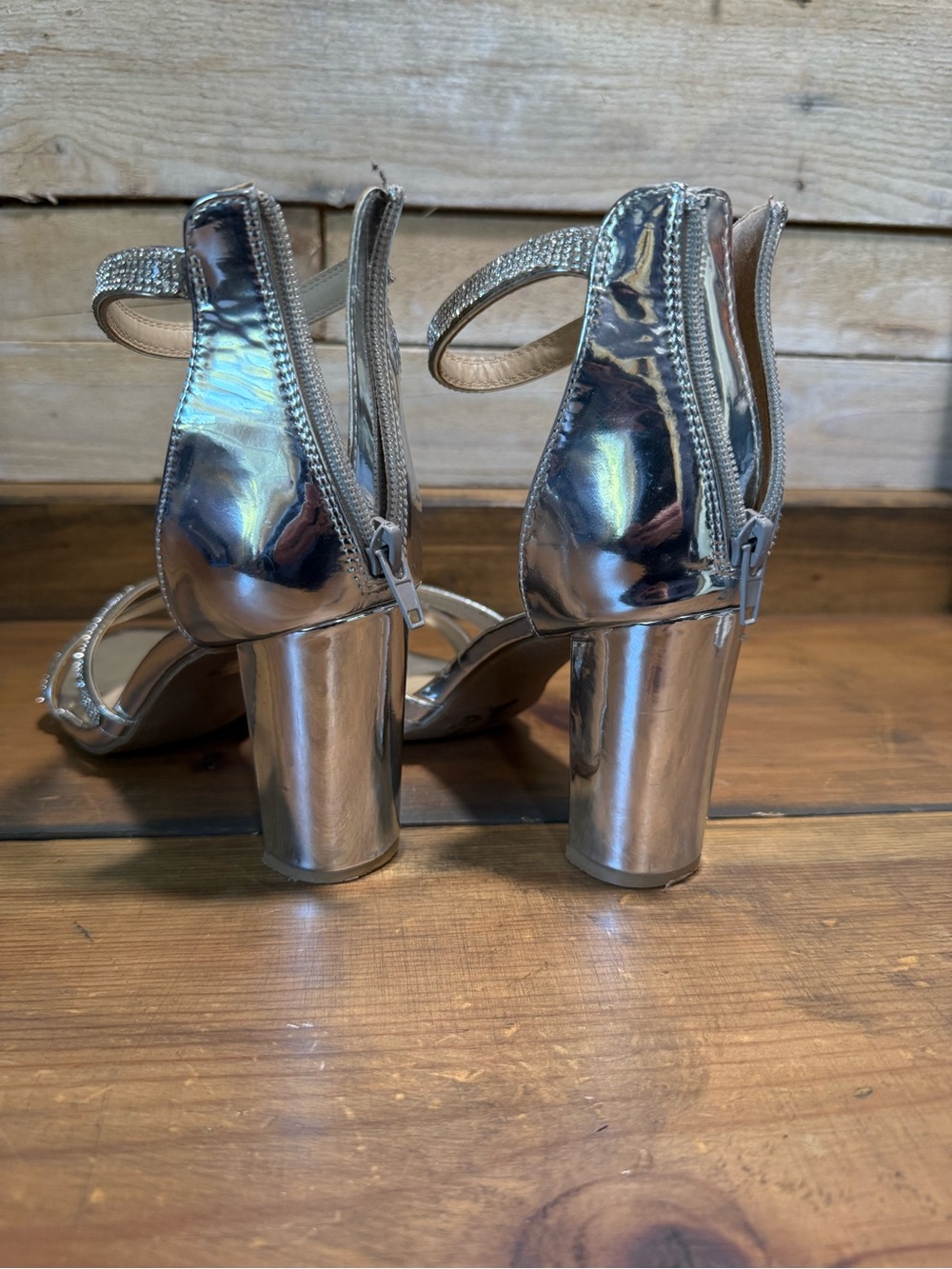 Windsor Silver Rhinestone Strappy Heels - Picture 5 of 5